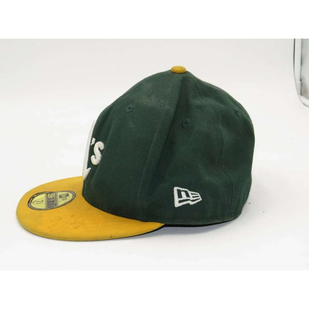 New Era 59FIFTY Oakland Athletics A's Fitted Hat Green Yellow Size 7 3/8